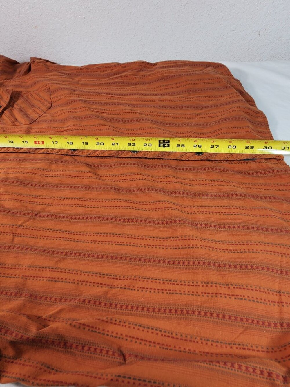 REI Mens XL Cotton Short Sleeve Black Pearl Snap Western Orange Pockets FastShip - Picture 6 of 11
